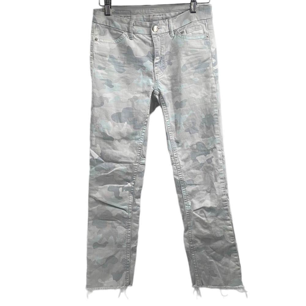MARC Cain Light Blue Camo Jeans Raw Hem Denim Pants Sz 6